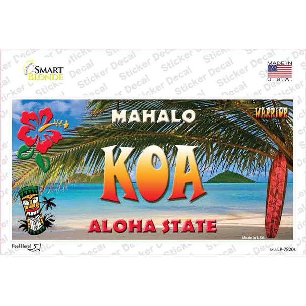 Koa Hawaii State Novelty Sticker Decal