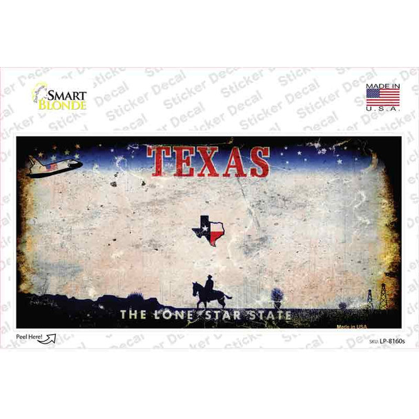 Texas State Rusty Novelty Sticker Decal
