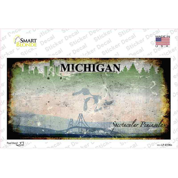 Michigan State Rusty Background Novelty Sticker Decal