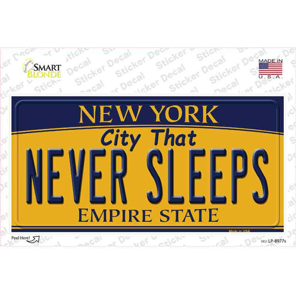 Never Sleeps New York Novelty Sticker Decal