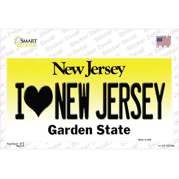 I Love New Jersey Novelty Sticker Decal