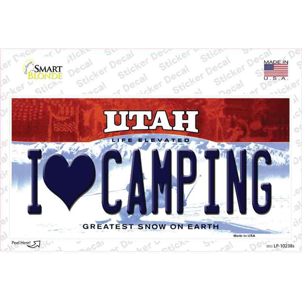 I Love Camping Utah Novelty Sticker Decal