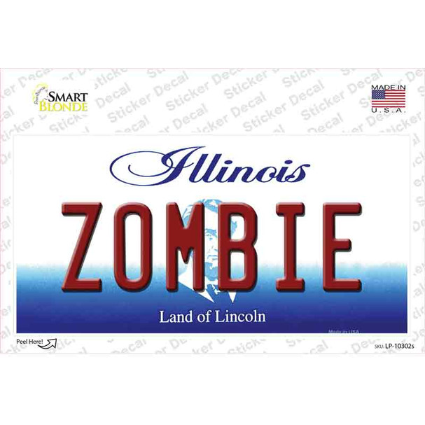 Zombie Illinois Novelty Sticker Decal