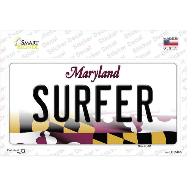 Surfer Maryland Novelty Sticker Decal