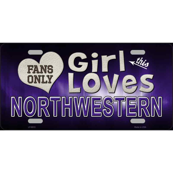 This Girl Loves Northwestern Novelty Metal License Plate