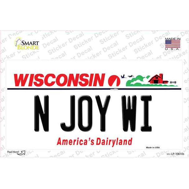 N Joy WI Wisconsin Novelty Sticker Decal