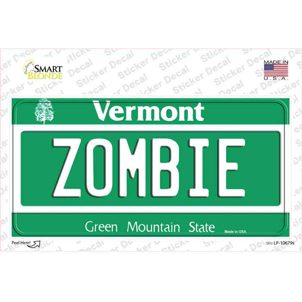 Zombie Vermont Novelty Sticker Decal