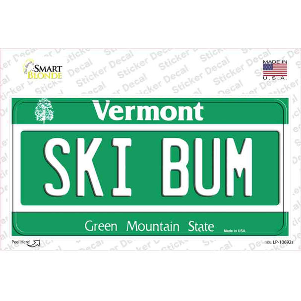 Ski Bum Vermont Novelty Sticker Decal