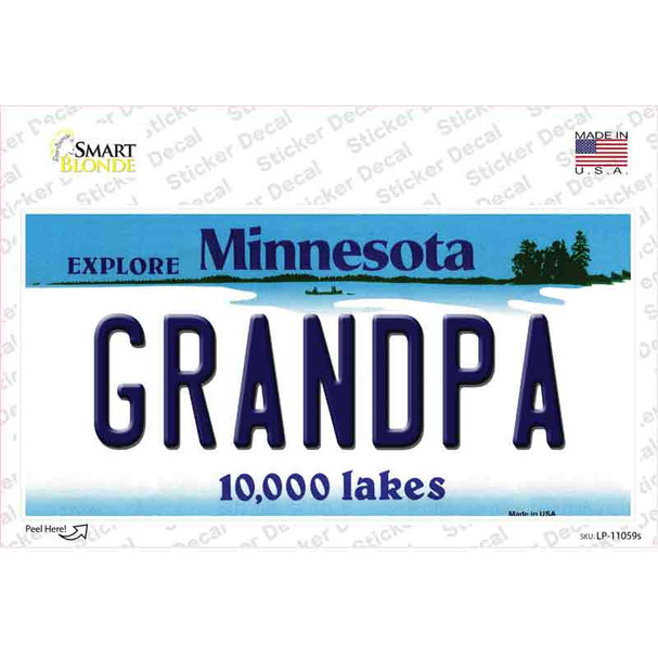 Grandpa Minnesota State Novelty Sticker Decal