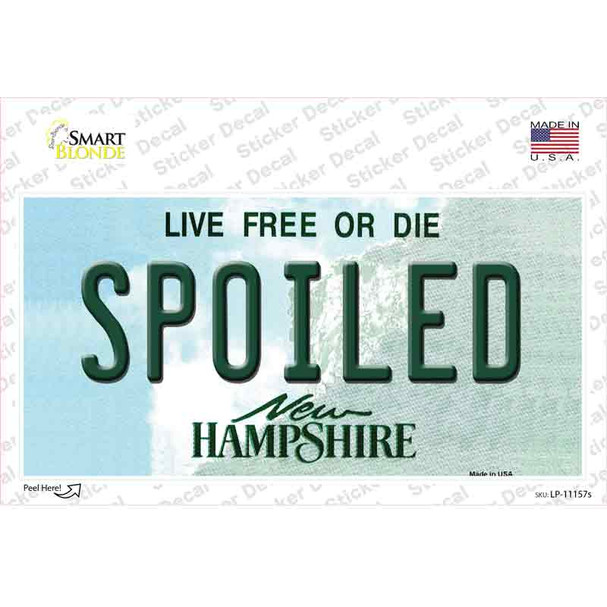Spoiled New Hampshire State Novelty Sticker Decal