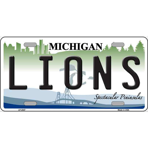 Lions Michigan State Background Novelty Metal License Plate