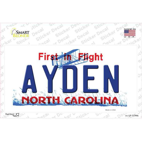 Ayden North Carolina State Novelty Sticker Decal