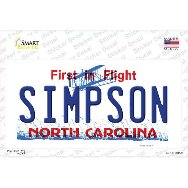 Simpson North Carolina Novelty Sticker Decal