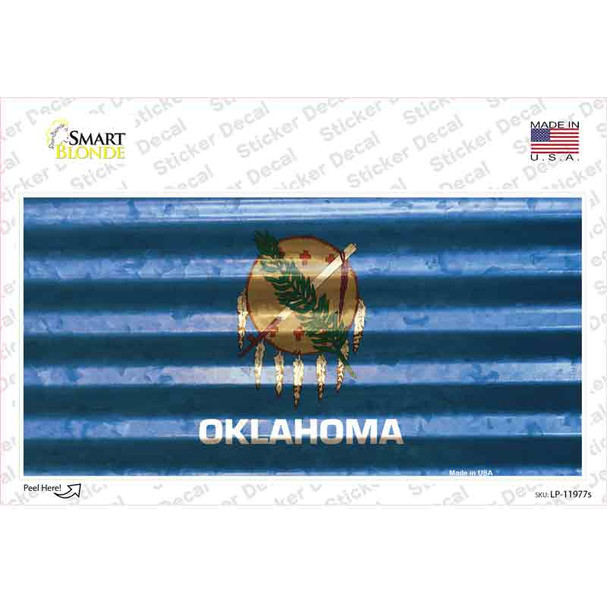 Oklahoma Corrugated Flag Novelty Sticker Decal