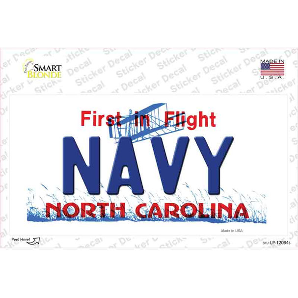 Navy North Carolina State Novelty Sticker Decal