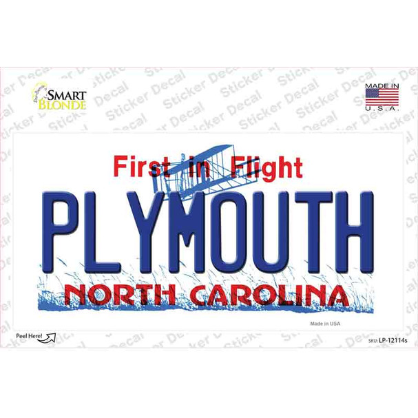 Plymouth North Carolina State Novelty Sticker Decal