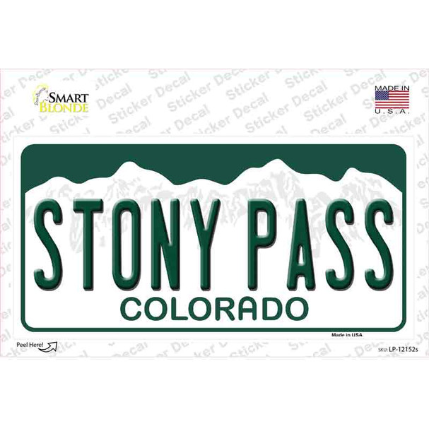 Stony Pass Colorado Novelty Sticker Decal