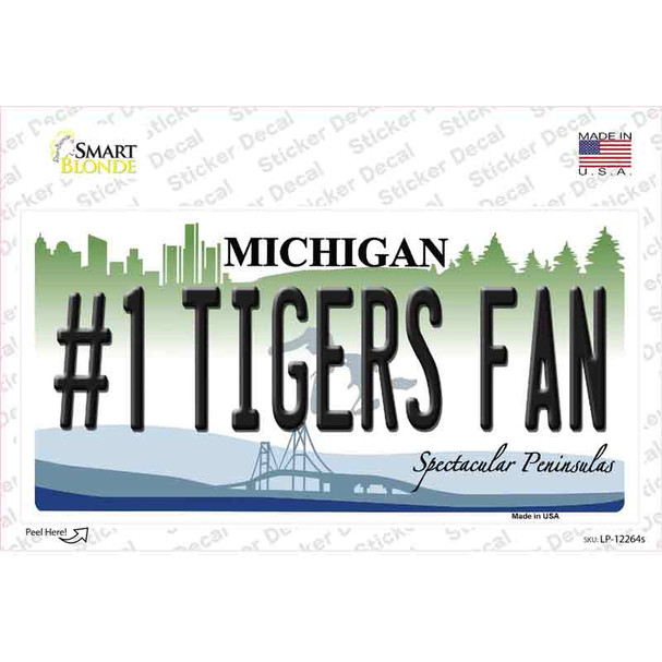 Number 1 Tigers Fan Michigan Novelty Sticker Decal