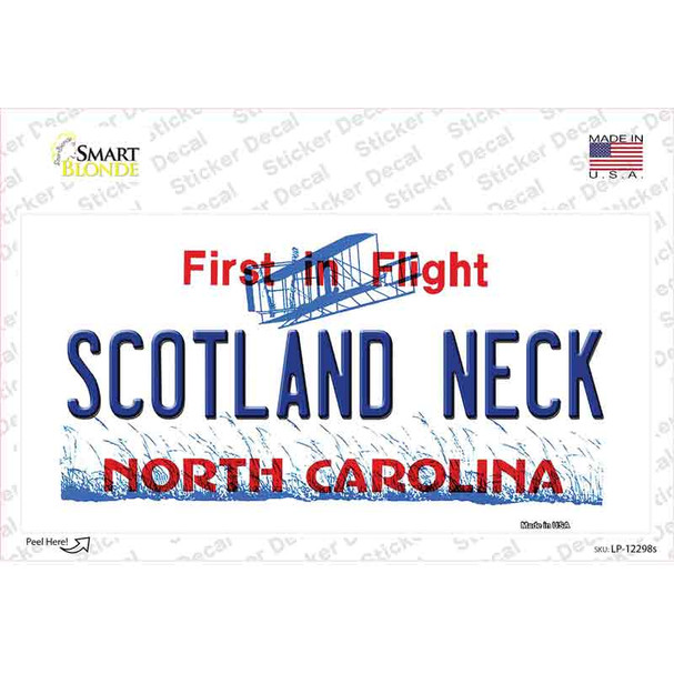 North Carolina Scotland Neck Novelty Sticker Decal
