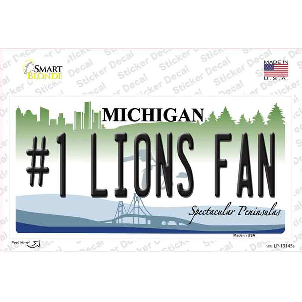 Number 1 Lions Fan Novelty Sticker Decal