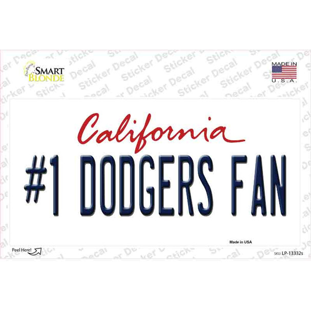 Number 1 Dodgers Fan Novelty Sticker Decal