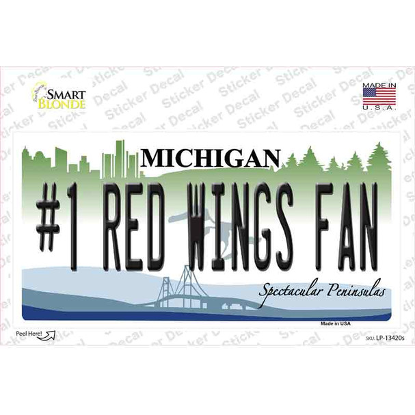 Number 1 Red Wings Fan Novelty Sticker Decal