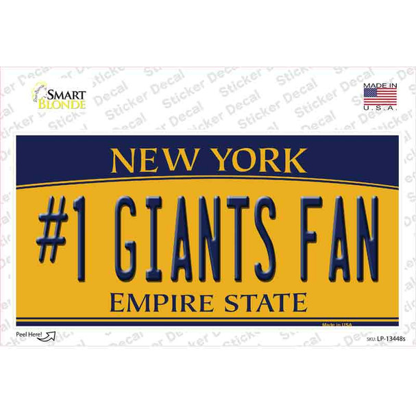 Number 1 Giants Fan New York Novelty Sticker Decal