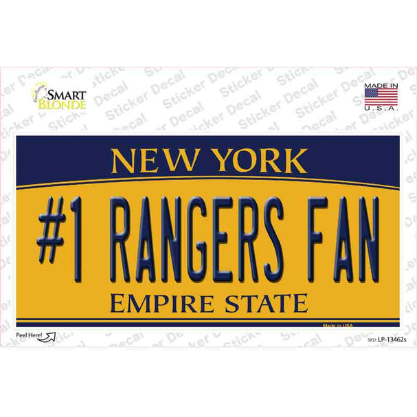 Number 1 Rangers Fan New York Novelty Sticker Decal