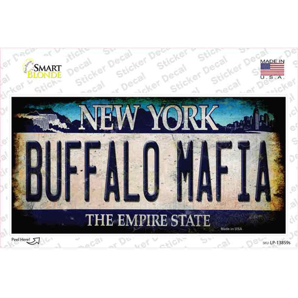 Buffalo Mafia NY Blue Rusty Novelty Sticker Decal