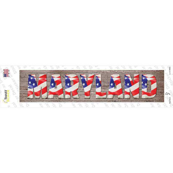 Maryland USA Flag Lettering Novelty Narrow Sticker Decal