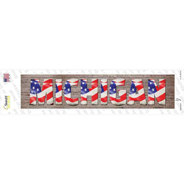 Michigan USA Flag Lettering Novelty Narrow Sticker Decal