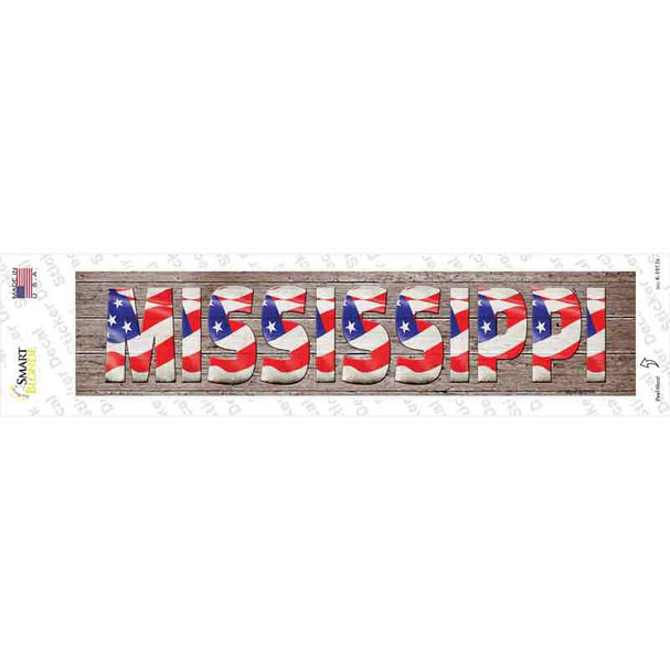 Mississippi USA Flag Lettering Novelty Narrow Sticker Decal