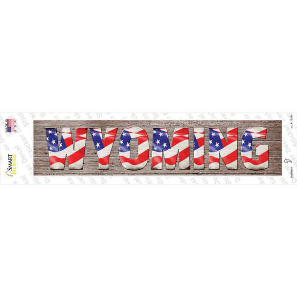 Wyoming USA Flag Lettering Novelty Narrow Sticker Decal