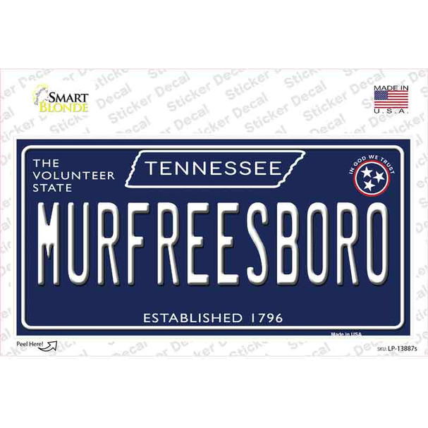 Murfreesboro Tennessee Blue Novelty Sticker Decal