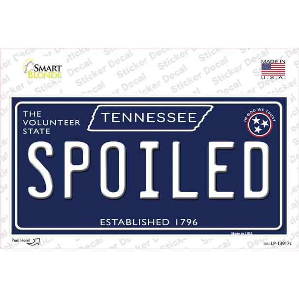 Spoiled Tennessee Blue Novelty Sticker Decal