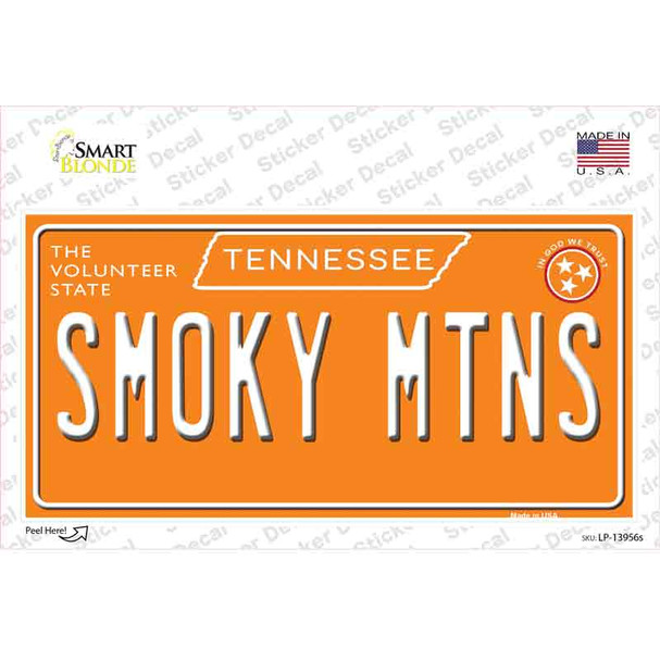 Smoky Mtns Tennessee Orange Novelty Sticker Decal