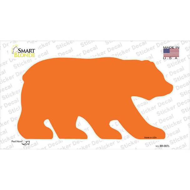 Orange Solid Novelty Bear Sticker Decal