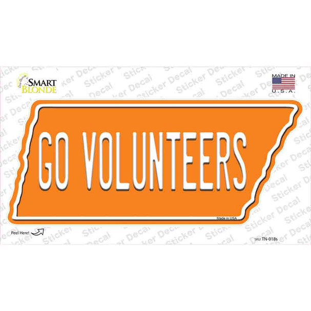 Go Volunteers Novelty Tennessee Shape Sticker Decal