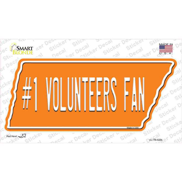 Number 1 Volunteers Fan Novelty Tennessee Shape Sticker Decal