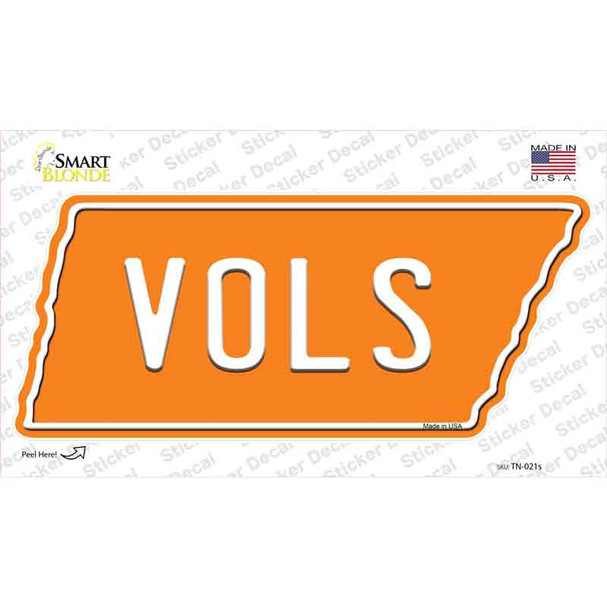 Vols Novelty Tennessee Shape Sticker Decal