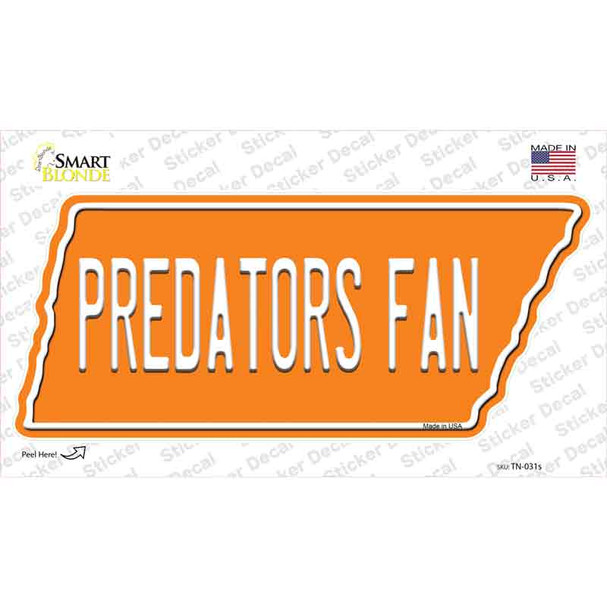 Predators Fan Novelty Tennessee Shape Sticker Decal