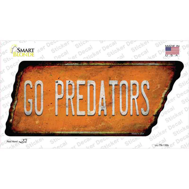 Go Predators Novelty Rusty Tennessee Shape Sticker Decal