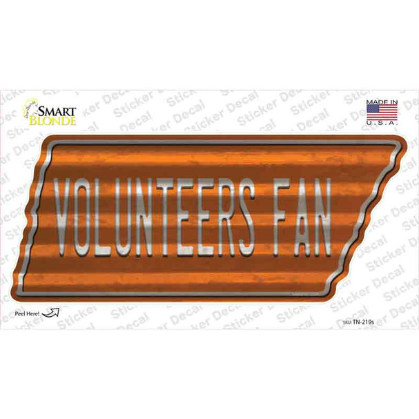 Volunteers Fan Novelty Corrugated Tennessee Shape Sticker Decal