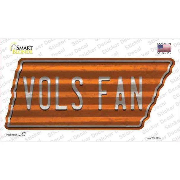 Vols Fan Novelty Corrugated Tennessee Shape Sticker Decal