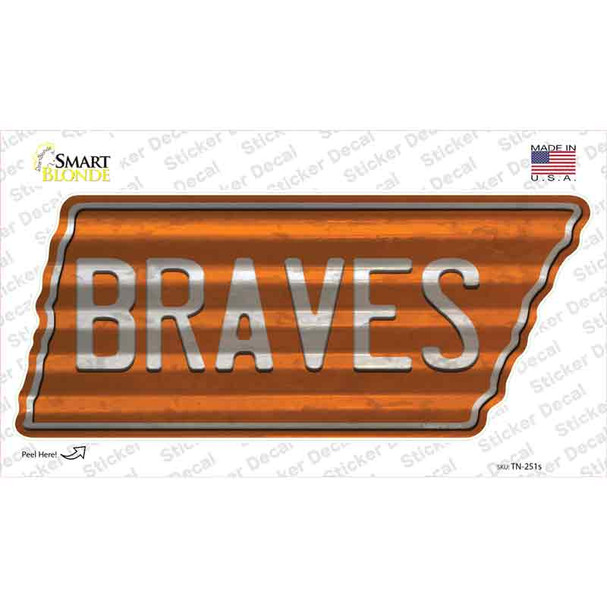 Braves Novelty Corrugated Tennessee Shape Sticker Decal