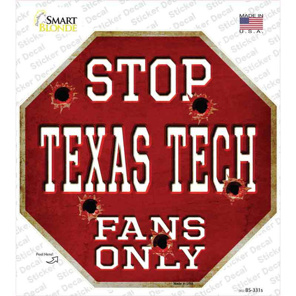 Texas Tech Fans Only Novelty Octagon Sticker Decal