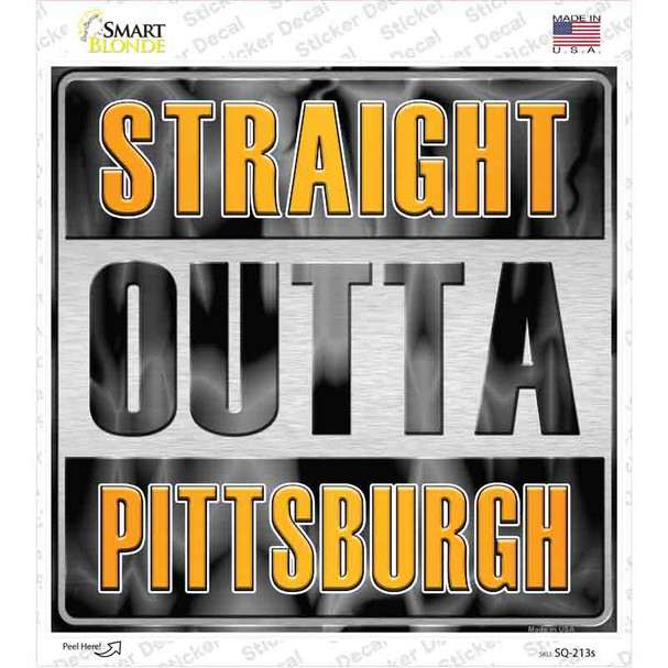 Straight Outta Pittsburgh Yellow Novelty Square Sticker Decal