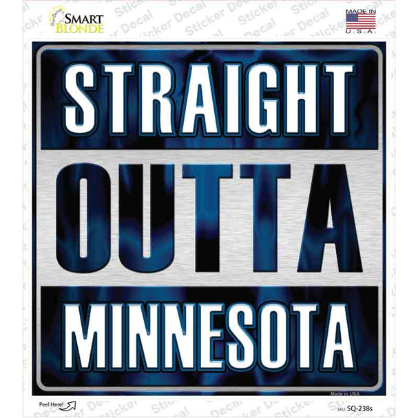 Straight Outta Minnesota White Novelty Square Sticker Decal