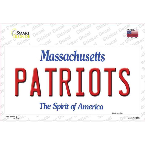 Patriots Massachusetts State Novelty Sticker Decal