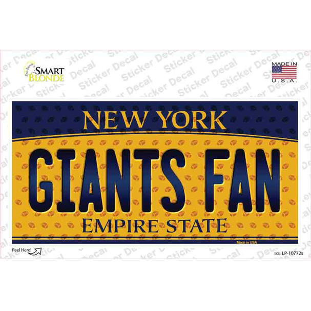 Giants Fan New York Novelty Sticker Decal